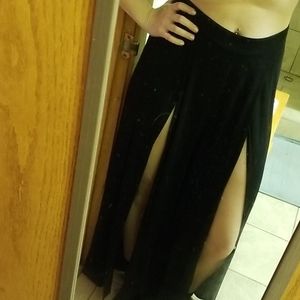 Sexy black slit pants